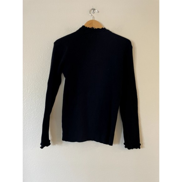 iClosam Womens Scalloped Turtleneck Sweater Size L Black Cable Knit Long Sleeve - Picture 1 of 8